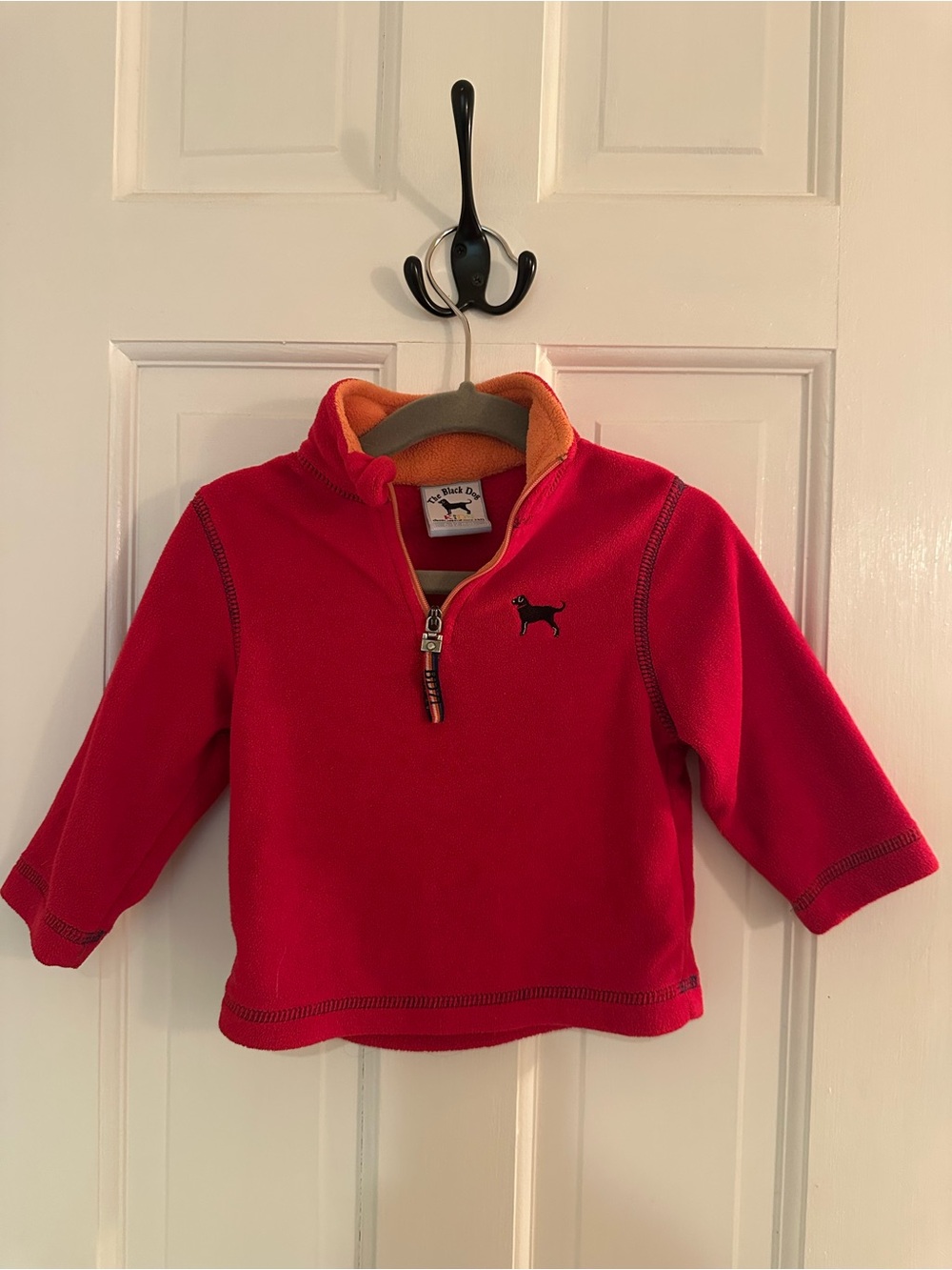 The Black Dog Kids Bright Red Quarter-Zip Pullover with Orange Trim